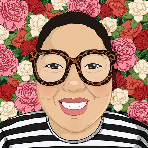 Illustrated portrait of Esther Kim.